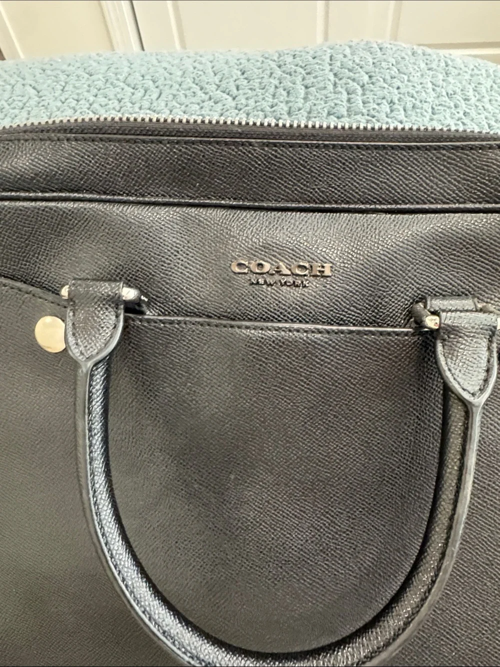 Coach Black Leather Laptop Brief Bag with Shoulder Strap